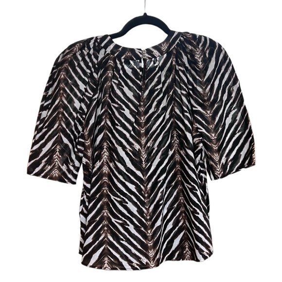 Women's‎ NWT Calvin Klein Animal Print Puff Sleeve Blouse Size Large - Picture 3 of 7